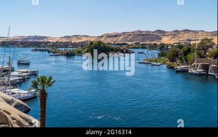 The Nile River in Aswan, Egypt Stock Photo