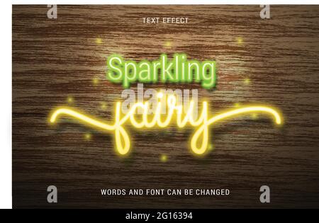 Shiny fantasy text effect 100% editable isolated on wood background vector image Stock Vector