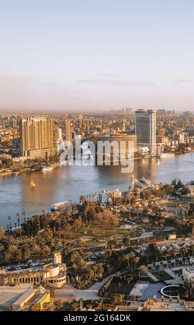 View of Downtown Cairo and Zamalek as seen across the Nile River from ...