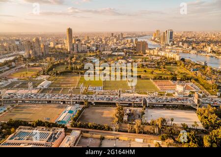 Aerial view of downtown Cairo from the Cairo Tower, showing the Nile ...