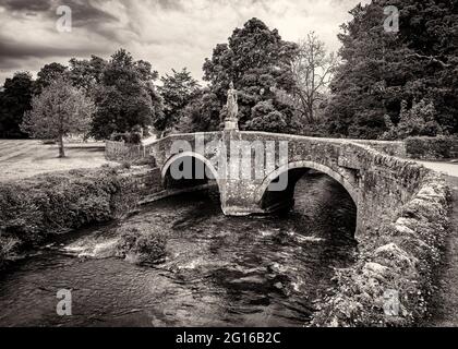 Iford Manor Bridge near Bath, UK. Black & white. Stock Photo