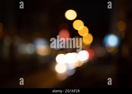 abstract background with blurry city lights on the street Stock Photo