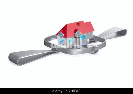 bear trap and house on white background. Isolated 3D illustration Stock ...