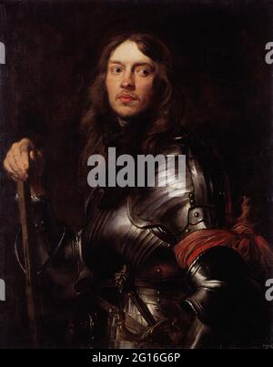 Anton Van Dyck -  Portrait Man Armour with Red Scarf 1627 Stock Photo