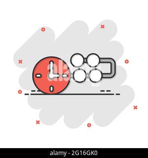 Timeline icon in comic style. Progress cartoon vector illustration on white isolated background. Diagram splash effect business concept. Stock Vector