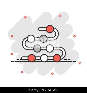 Timeline icon in comic style. Progress cartoon vector illustration on white isolated background. Diagram splash effect business concept. Stock Vector