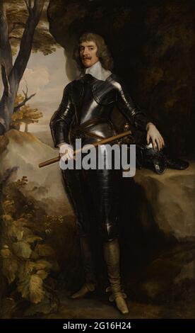 Anton Van Dyck -  Portrait of William 1st Baron and Earl of Craven 1608 1697 Wearing Armour and Holding a Baton Stock Photo