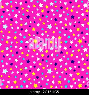 Festive and bright pattern of starry night - background for kids parties and celebration. Vector illustration, seamless pattern. Wallpaper for childre Stock Vector