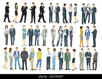 Large group of people stand together illustration Stock Vector