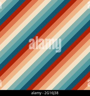 Seamless rainbow stripes pattern. Retrowave 80s art retro rainbow vector illustration. Abstract rainbow background, turquoise and orange retro colors Stock Vector