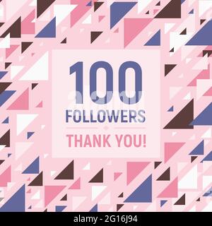 Thanks for following. Social network banner template design. Vector illustration. Social media image - Thank you followers. Abstract geometric random Stock Vector