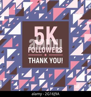 Thanks for following. Social network banner template design. Vector illustration. Social media image - Thank you followers. Abstract geometric random Stock Vector