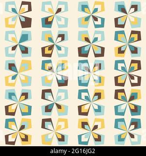 Mid-century modern wrapping paper in starburst pattern on light blue