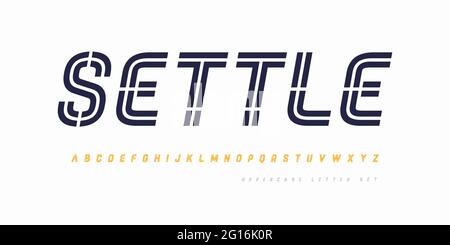 Vector inline stencil uppercase letter set, italic alphabet, font, typography Stock Vector