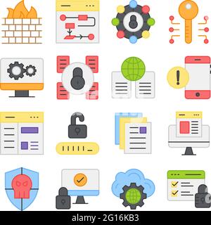 Pack of Security and Protection Solid Icons Stock Vector
