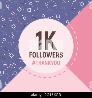Thanks for following. Social network banner template design. Vector illustration. Social media image - Thank you followers. Abstract geometric shapes Stock Vector