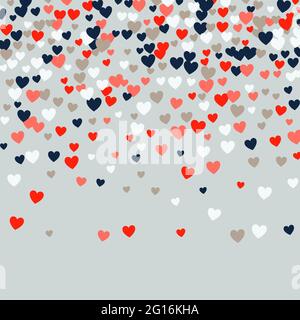 Cute little hearts pattern, random order. Perfect multicolor hearts backround for Valentines Day greeting card or wedding design. Small heart shapes i Stock Vector