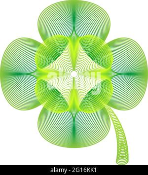 Lucky clover. St Patricks Day shamrock vector illustration. Four-leaf clover icon. Stock Vector