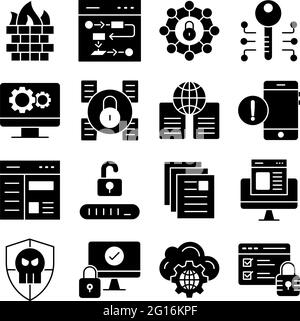 Pack of Security and Protection Linear Icons Stock Vector