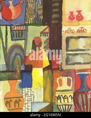 August Macke -  Dealer with Jugs 1914 Stock Photo