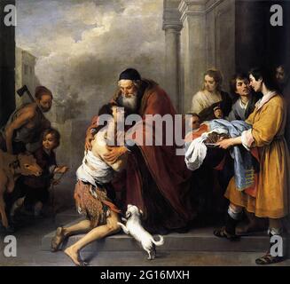 Bartolomé Esteban Murillo -  Return Prodigal Son 1670 Stock Photo