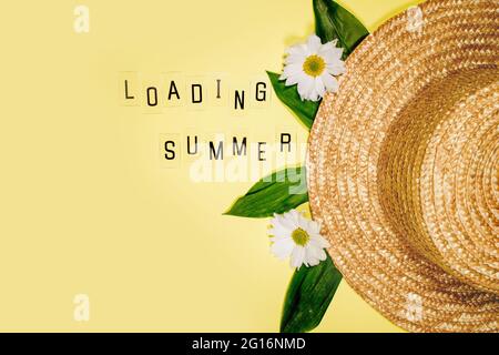 Womens Summer Yellow Straw Hat Top View Isolated White Background