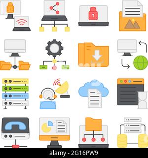 Pack of Hardware Flat Icons Stock Vector