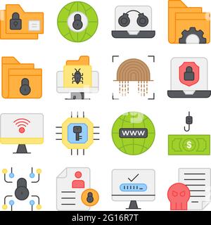 Pack of Protection Solid Icons Stock Vector