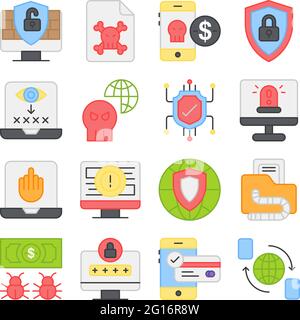 Pack of Encryption Solid Icons Stock Vector