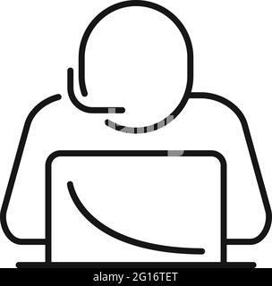 Home office call center icon, outline style Stock Vector