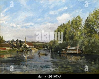 Camille Pissarro -  La Seine  Port Marly Stock Photo