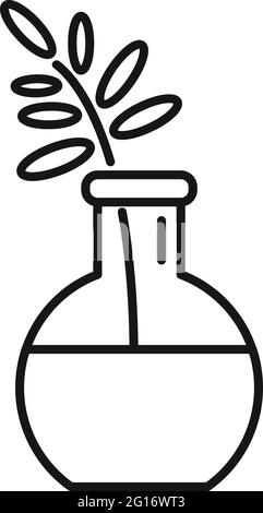 Essential oils plant flask icon, outline style Stock Vector