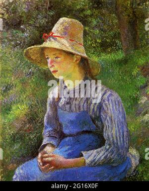 Camille Pissarro -  Peasant Girl with a Straw Hat Stock Photo