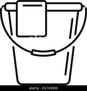 Disinfection water bucket icon, outline style Stock Vector