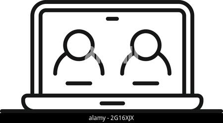 Home laptop icon, outline style Stock Vector