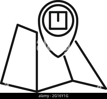 Home delivery map icon, outline style Stock Vector