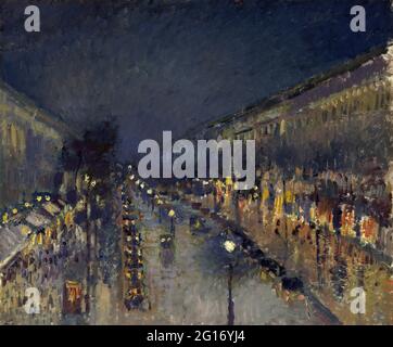 Camille Pissarro -  the Boulevard Montmartre at Night Stock Photo