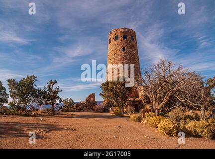 Old Watch Tower at Grand Canyon National Park, Arizona, USA Stock Photo