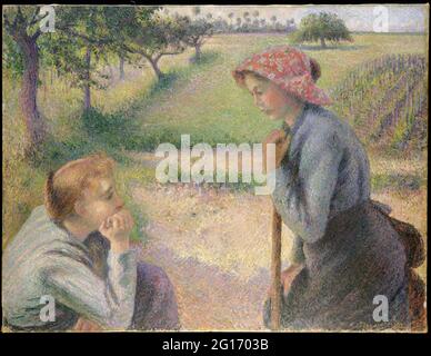 Two Young Peasant Women - by Camille Pissarro, 1892 Stock Photo