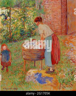 Camille Pissarro -  Washerwoman Eragny 1887 Stock Photo