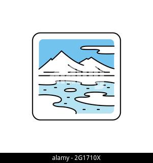 Arctic landscape color line icon. Isolated vector element. Outline pictogram for web page, mobile app, promo Stock Vector