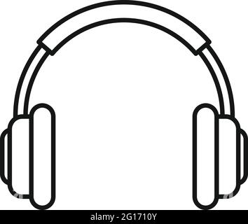 Podcast headphones icon, outline style Stock Vector