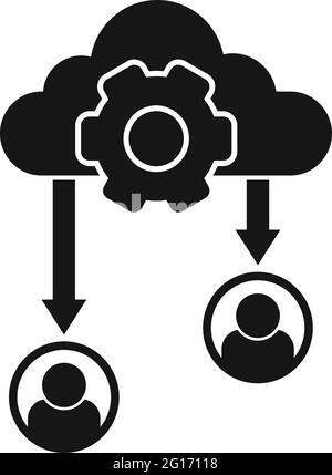 Outsource data cloud icon, simple style Stock Vector