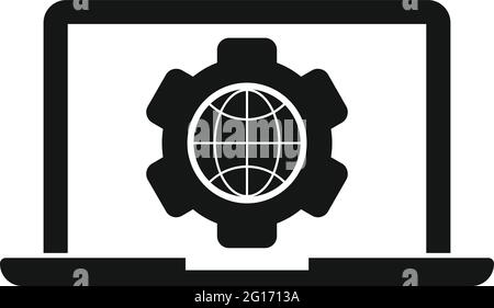 Outsource laptop icon, simple style Stock Vector