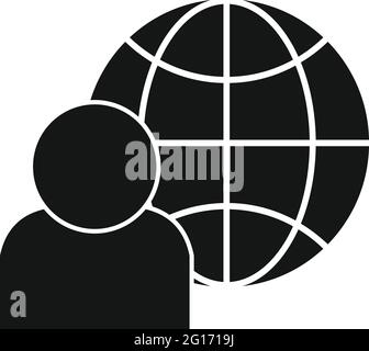 Outsource global icon, simple style Stock Vector