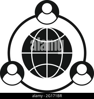 Outsource global way icon, simple style Stock Vector