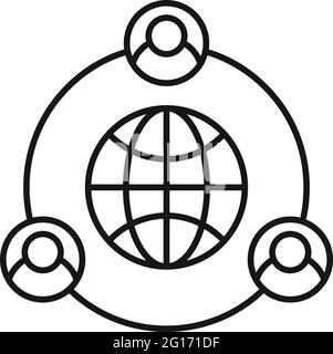 Outsource global way icon, outline style Stock Vector