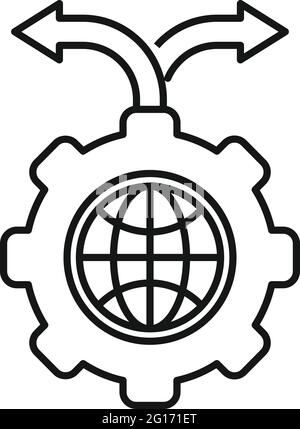 Outsource global direction icon, outline style Stock Vector