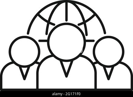 Outsource global team icon, outline style Stock Vector