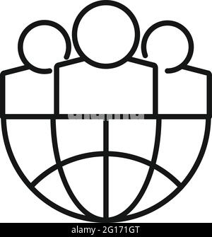Outsource global group icon, outline style Stock Vector